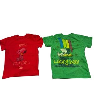 Lot of Two Peanuts Brand Boys T-Shirts Valentines and St Paddy’s Day Size 4T